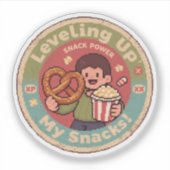 Sticker Retro Pixel Art Levelup My Snacks Power Design (Devant)