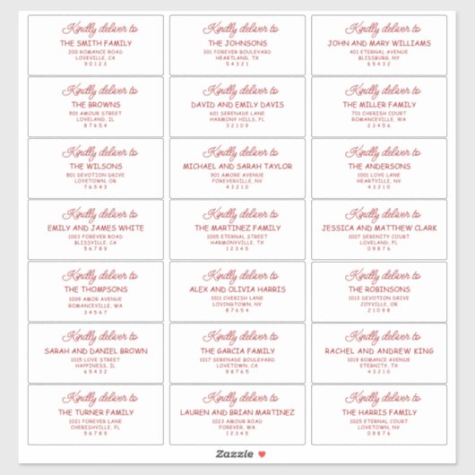 Sticker Retro Red & White Wedding Guest Address Labels (Feuille)