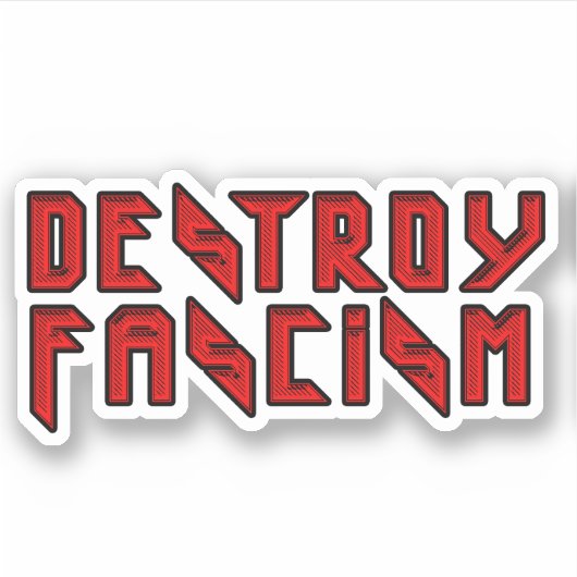Sticker Retro Rocker - Détruire le fascisme (Devant)