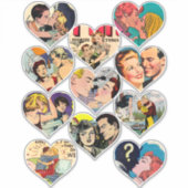 Sticker retro romance comics coeurs amoureux art (Devant)