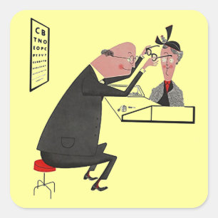 Sticker Retro Roze Hart Oogheelkundige oogdokter d