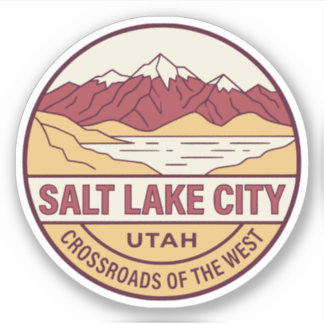 Sticker Rétro Salt Lake City Utah Montagne Vintage Lac
