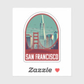Sticker Retro San Francisco Golden Gate Bridge Voyage (Feuille)