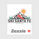 Sticker Retro Ski Père Noël Fe (Feuille)