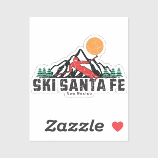 Sticker Retro Ski Père Noël Fe (Feuille)