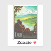 Sticker Retro Space Travel Poster-Une mission de science d (Feuille)