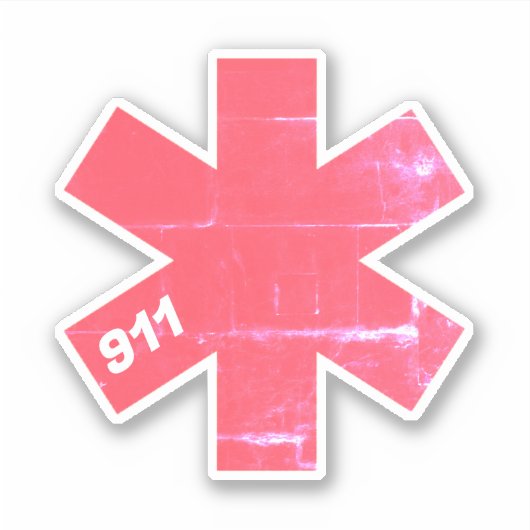 Sticker Retro Star of Life EMS 911 (Devant)