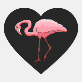 Sticker Retro Stationery Roze Flamingo Zwart Hart