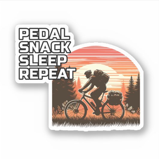 Sticker Retro Sunset Bikepacking Adventure Forest Trail (Devant)