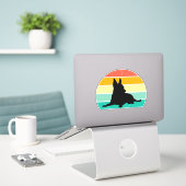 Sticker Retro Sunset Chihuahua (Ordinateur portable sur le bureau)