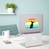 Sticker Retro Sunset Chihuahua (Ordinateur portable sur le bureau)