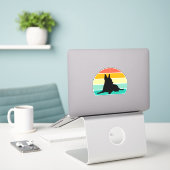 Sticker Retro Sunset Chihuahua (Ordinateur portable sur le bureau)
