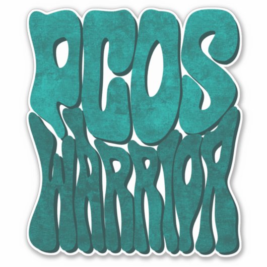 Sticker Rétro Super PCOS WARRIOR Turquoise sensibilisation (Devant)