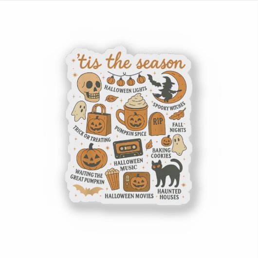 Sticker Retro Tis Saison Halloween Saison Automne (Devant)