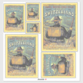 Sticker Retro Tourist Guide to Switzerland Illustration (Feuille)