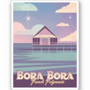 Sticker Retro Travel 80s Neon Bora Bora Polynésie français