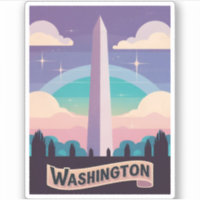 Retro Travel 80s Neon Washington Monument Lofi Art