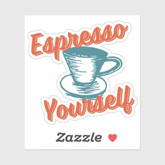 Sticker Rétro Vibe Espresso Vous-Même Café Latte (Feuille)