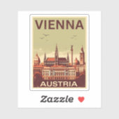 Sticker Retro Vienna City Autriche cadeaux skyline (Feuille)