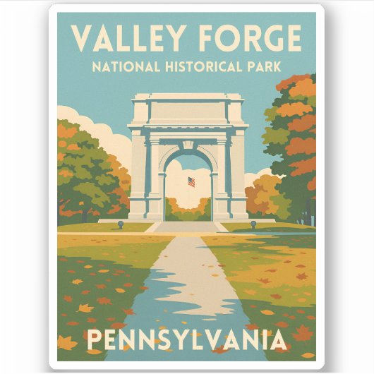 Sticker Retro Vintage Travel Pennsylvania Valley Forge (Devant)
