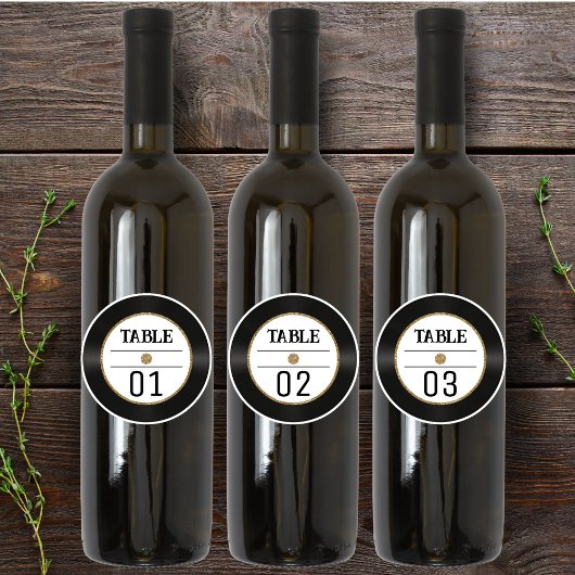 Sticker Retro Vinyl Record Gold Parties scintillant Numéro