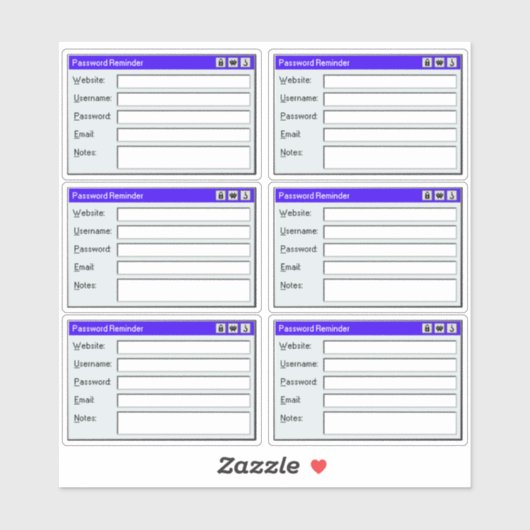 Sticker Retro Web Page Username Log Password Tracker  (Feuille)