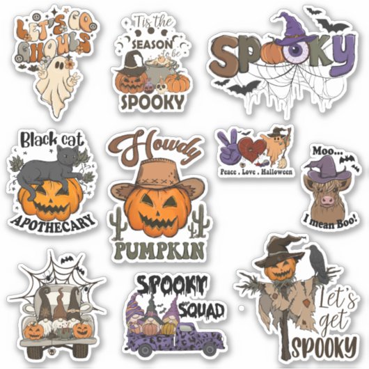 Sticker Retro Western Halloween (Devant)