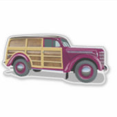 Sticker Retro woody wagon delivery truck  (Devant)