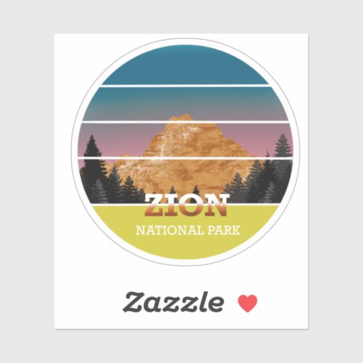 Sticker Retro Zion National Park Sunset Vintage Utah (Feuille)