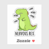Sticker Rex Nerveux Dinosaure Dinosaure TRex Pun (Feuille)