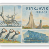 Sticker Reykjavik Islande multivue  (Devant)