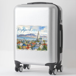 Sticker Reykjavik Islande souvenir aquarelle 