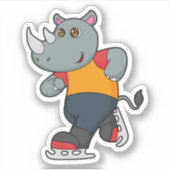 Sticker Rhino at Ice skating with Ice skates (Devant)