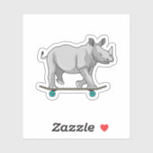 Sticker Rhino en patinage avec skateboard (Feuille)