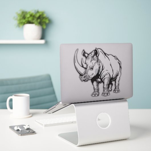 Sticker rhinoceros (Ordinateur portable sur le bureau)