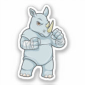 Sticker Rhinocéros en boxeur à la boxe (Recto)