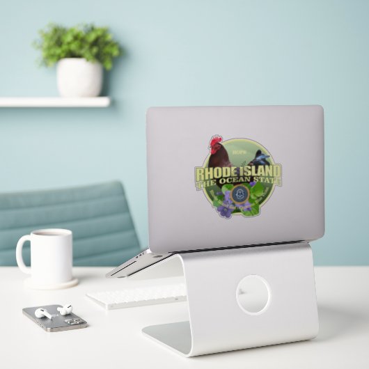 Sticker Rhode Island State Bird & Flower (Ordinateur portable sur le bureau)