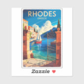 Sticker Rhodes Grèce Travel Art Vintage (Feuille)