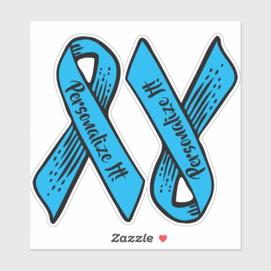 Sticker Ribbon de sensibilisation PERSONNALISÉ (bleu) (Feuille)