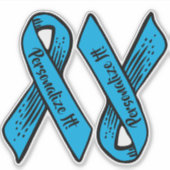 Sticker Ribbon de sensibilisation PERSONNALISÉ (bleu) (Devant)