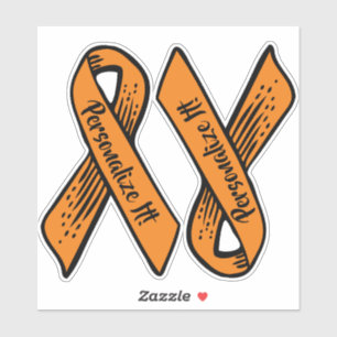 Sticker Ribbon de sensibilisation PERSONNALISÉ (orange)