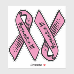 Sticker Ribbon de sensibilisation PERSONNALISÉ (rose)