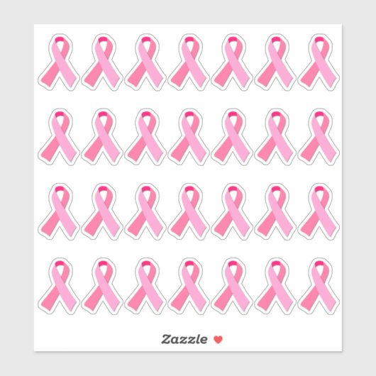 Sticker Ribbon rose X 28 Sensibilisation au cancer du sein (Feuille)