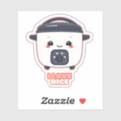 Sticker Ricecooker cuisinière à riz mignon poêle j'aime (Feuille)