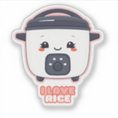 Sticker Ricecooker cuisinière à riz mignon poêle j'aime (Devant)