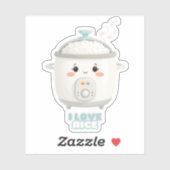 Sticker Ricecooker mignon i love cuisinière à riz (Feuille)