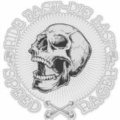 Sticker Ride Fast Die Dernier Crâne Speed Racer Bones (Devant)