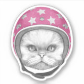 Sticker Rider en moto chats perse (Devant)