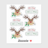 Sticker Rinder Avec Mistletoe (Feuille)