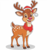 Sticker Rinder de dessin avec chapeau de Père Noël et Écha (Devant)